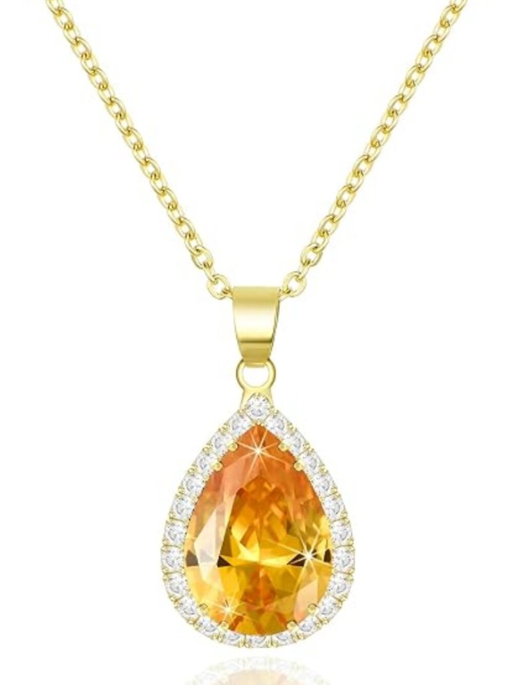 Linawe Fake Diamond Teardrop Pendant Necklace for Women